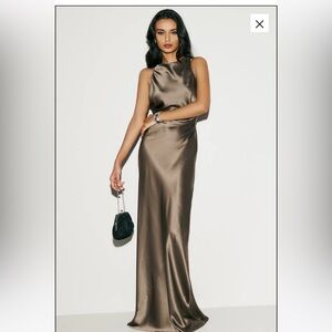 Reformation Anaiis Silk Dress in Morel